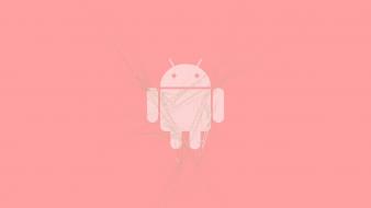 Minimalistic pink android technology smartphones logos wallpaper