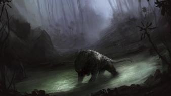 Monsters animals design illustrations fantasy art hunt game wallpaper