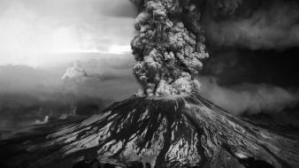 Nature volcanoes grayscale