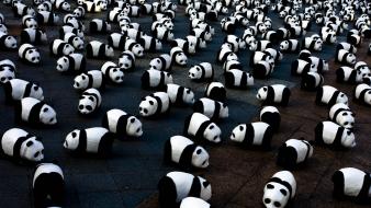 Paris animals panda bears papercraft wallpaper