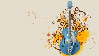 Blue music classic guitars digital art wallpaper