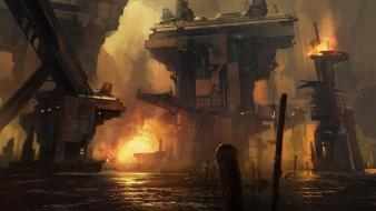 Digital art science fiction artwork post apocalyptic wallpaper