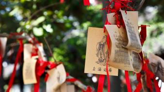 Japan red ribbons greetings card japanese traditions wallpaper