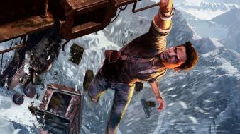 Mountains snow trains uncharted nathan drake 2 wallpaper