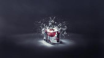 Abstract ice dark cherries artwork particles breaking wallpaper