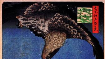 Japan paintings birds japanese eagles artwork hiroshige wallpaper
