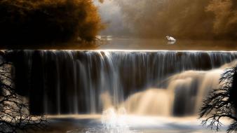 Nature autumn (season) waterfalls background birds