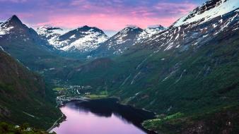 Nature snow valley norway lakes hdr photography wallpaper