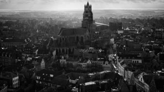 Black and white church cities wallpaper