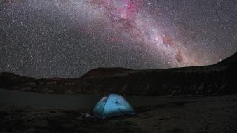 Chile milky way national park composite wallpaper