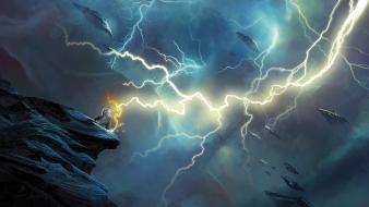 Fantasy art battles artwork lightning wallpaper