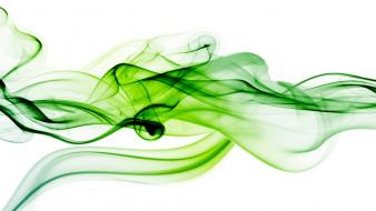 Green abstract smoke artwork white background curves wallpaper