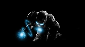 Iron man glowing black background wallpaper