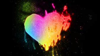 Multicolor digital art hearts wallpaper