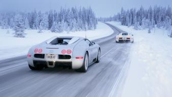 Winter snow cars bugatti veyron white wallpaper