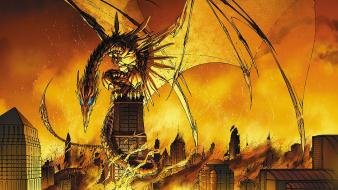 Dragons buildings michael turner soulfire image comics wallpaper