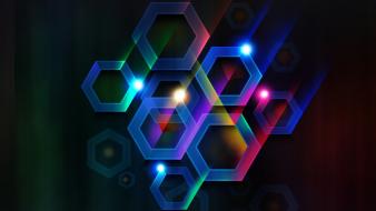 Hexagons bokeh digital art diagonal wallpaper