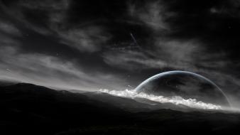 Landscapes night planets fantasy art digital wallpaper