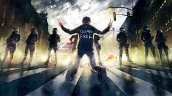 Riot police protest rise wallpaper