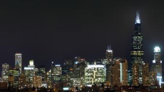 Chicago night urban skyline wallpaper