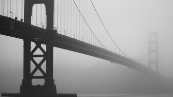 Fog bridges golden gate bridge grayscale wallpaper