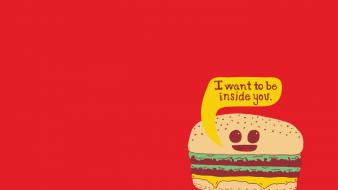 Funny threadless fun art hamburgers red background wallpaper