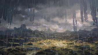Landscapes rain vindictus artwork lightning wallpaper