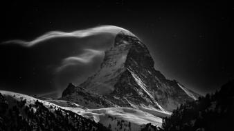 Mountains clouds landscapes snow night wind matterhorn wallpaper