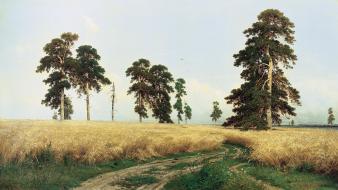 Paintings trees wheat wallpaper
