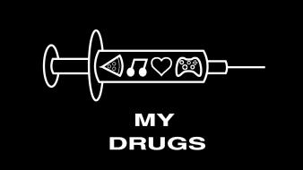 White music drugs pizza funny syringe controllers wallpaper