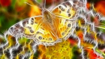 Digital art butterflies neon wallpaper