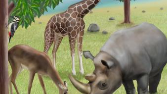 Video games animals deer rhinoceros giraffes katamari damacy wallpaper