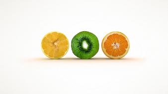 Abstract oranges lemons kiwi fruits wallpaper