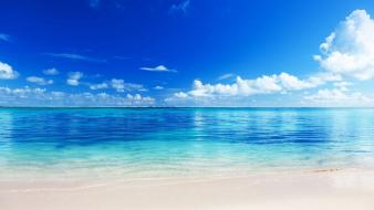 Clouds beach seascapes blue skies