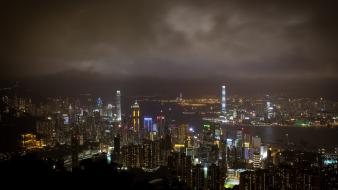 Hong kong cities night landscapes wallpaper