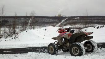 Landscapes snow honda quad bike four-wheeler