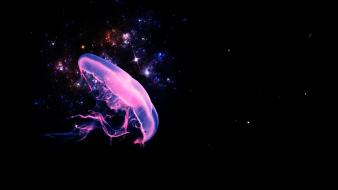 Outer space purple fantasy art jellyfish wallpaper