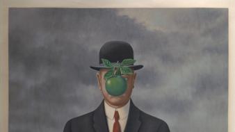 Paintings rene magritte son of man wallpaper