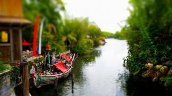 Water nature boats tilt-shift