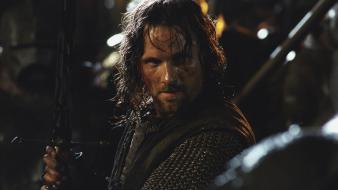 Aragorn viggo mortensen warriors swords two towers wallpaper