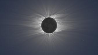 Sun stars moon eclipse corona magnetic wallpaper