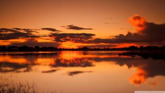 Sunset nature orange lakes reflections wallpaper