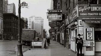Black and white streets new york city 1940 wallpaper