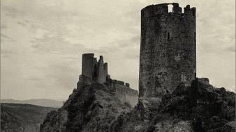 Castles ruins france europe monochrome james lapett wallpaper