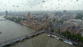 Glass storm london eye thames river raindrop wallpaper