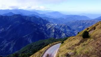 Mountains landscapes nature grass roads taiwan wallpaper