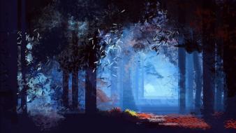 Paintings landscapes trees forest artwork wallpaper