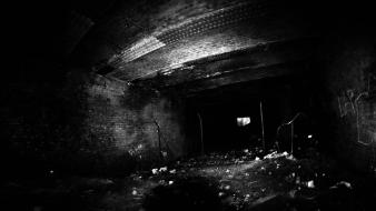 Black and white cityscapes night graffiti tunnels monochrome wallpaper