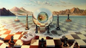 Chess dice masks spheres globe orb rule wallpaper