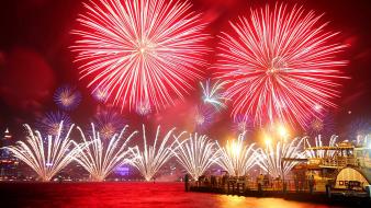 Fireworks long exposure australia cities wallpaper